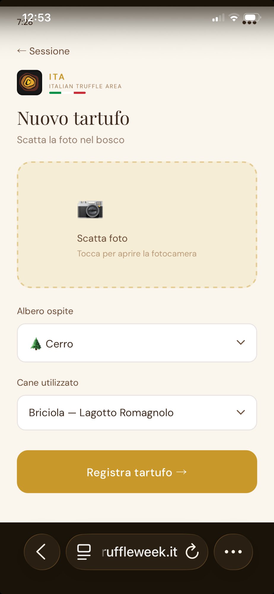 Registrazione tartufo